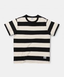 Non Stock MFG. CO. Heavyweight Cotton Wide Striped T-Shirt - Black