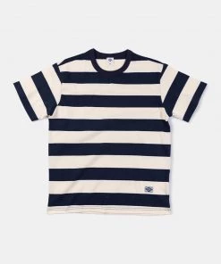 Non Stock MFG. CO. NEW ARRIVALS Heavyweight Cotton Wide Striped T-Shirt - Blue