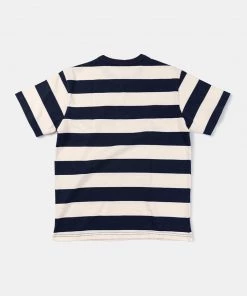 Non Stock MFG. CO. NEW ARRIVALS Heavyweight Cotton Wide Striped T-Shirt - Blue
