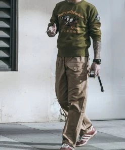 Non Stock MFG. CO. TOPS Flying Tigers Military Print Sweatshirt - Olive