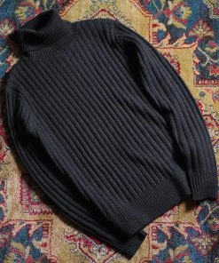Annual Ring Merino Wool Roll Neck Sweater - Black