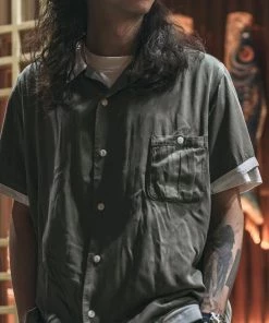 Non Stock MFG. CO. Loose Embroidery Bowling Shirt - Green