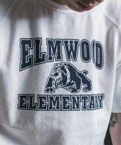 Non Stock MFG. CO. Vintage Elmwood Elementary Print Raglan Sleeve T-Shirt - White June 2022