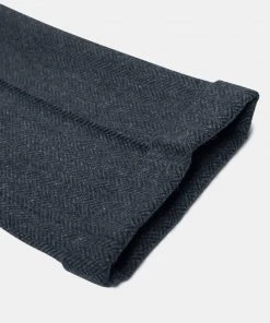 Annual Ring 1930s American Style Herringbone Navy Tweed Trousers 34 Annual Ring 1930s American Style Herringbone Navy Tweed Trousers