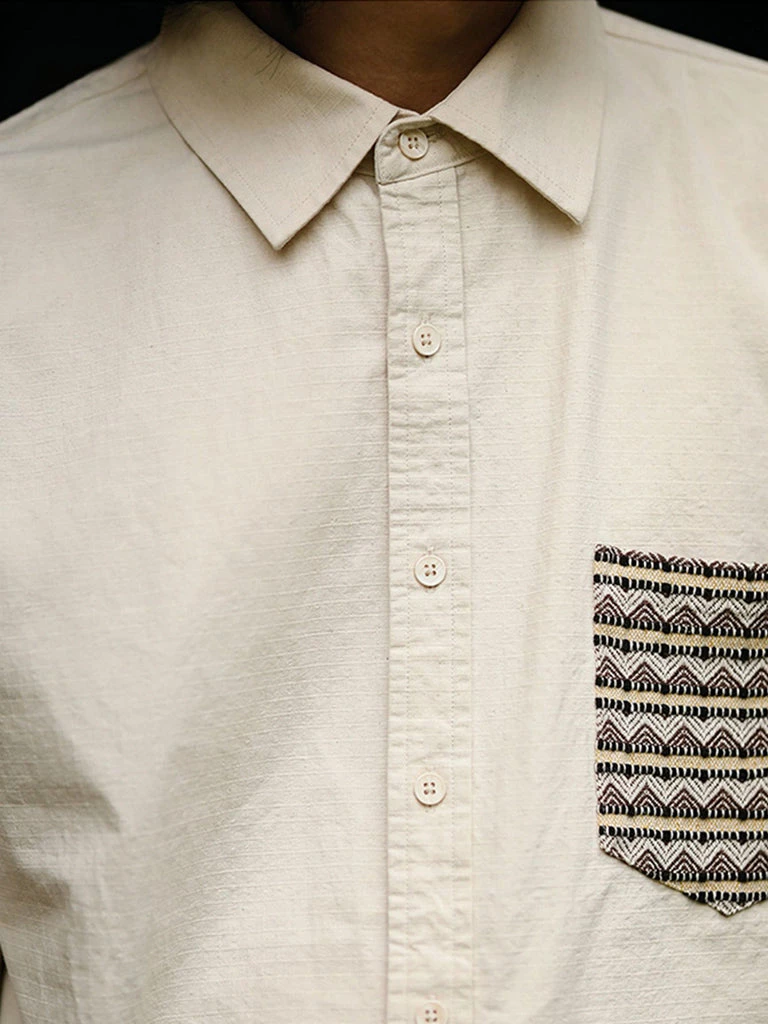 MBBCAR NEW ARRIVALS Ethnic Patch Pocket Long Sleeve Shirt - Beige 6 MBBCAR NEW ARRIVALS Ethnic Patch Pocket Long Sleeve Shirt - Beige