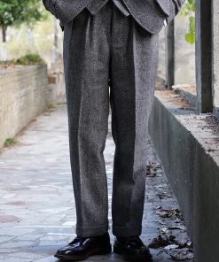 Annual Ring 1940s Hollywood Waistband Coloured Speckle Tweed Trousers