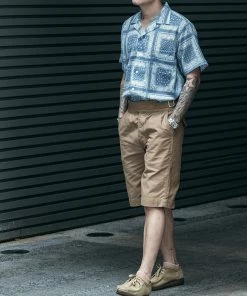 Non Stock MFG. CO. TOPS Paisley Print Seersucker Open Collar Shirt - Sky Blue