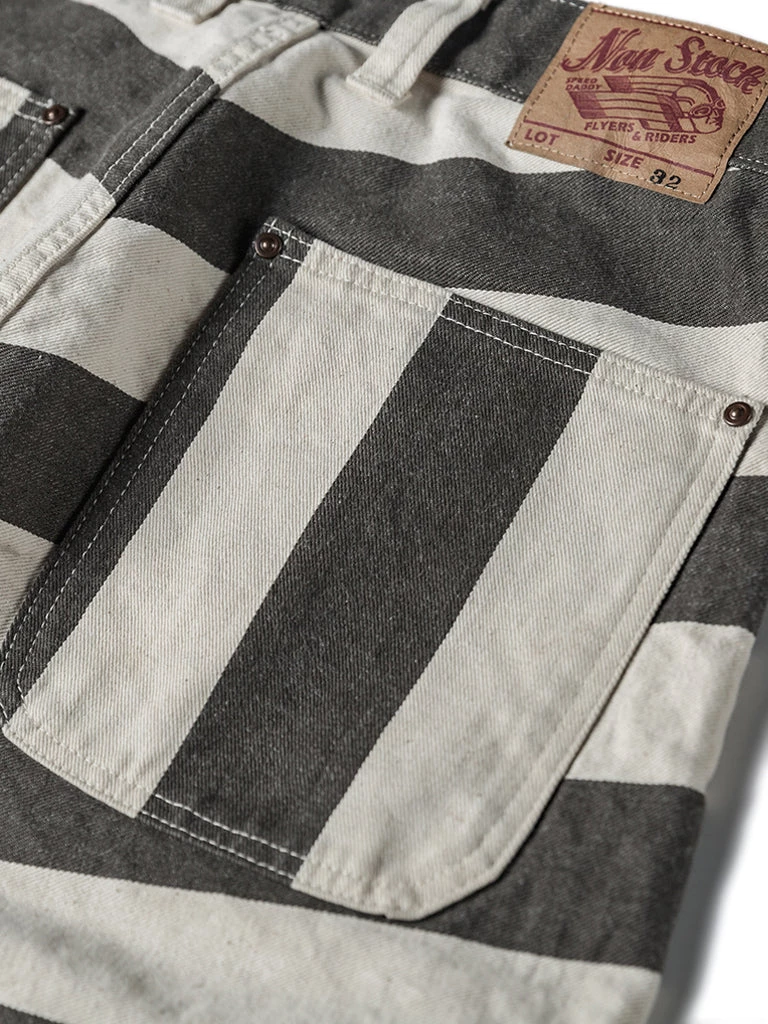 Non Stock MFG. CO. 11.5 Oz Heavyweight Wide Striped Prisoner Shorts 15 Non Stock MFG. CO. 11.5 Oz Heavyweight Wide Striped Prisoner Shorts