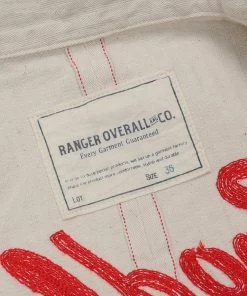 Ranger Overall Embroidered Double Pocket Denim Work Jacket - Beige NEW ARRIVALS