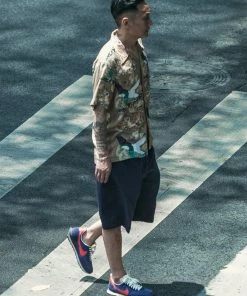 Non Stock MFG. CO. June 2022 Ukiyo-e Tiger & Crane Pattern Aloha Shirt - Khaiki