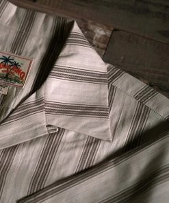 Annual Ring Yarn-Dyed Dobby Open Collar Shirt