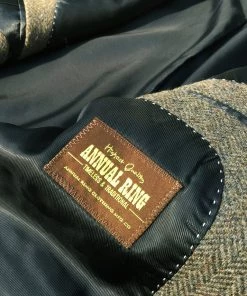 Annual Ring Single Row Two-Button Herringbone Tweed Suit Jacket - Brown TOPS