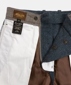 Annual Ring 1930s American Style Herringbone Navy Tweed Trousers 35 Annual Ring 1930s American Style Herringbone Navy Tweed Trousers