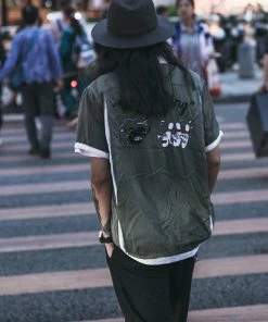 Non Stock MFG. CO. Loose Embroidery Bowling Shirt - Green