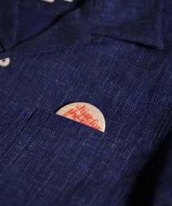 Annual Ring Classic Indigo Print Open Collar Shirt