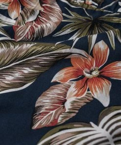 Non Stock MFG. CO. Plants & Flowers Pattern Aloha Shirt - Navy