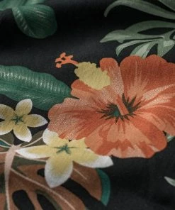 Non Stock MFG. CO. Plants & Flowers Pattern Aloha Shirt - Black Back In Stock