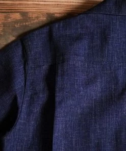 Annual Ring Classic Indigo Print Open Collar Shirt