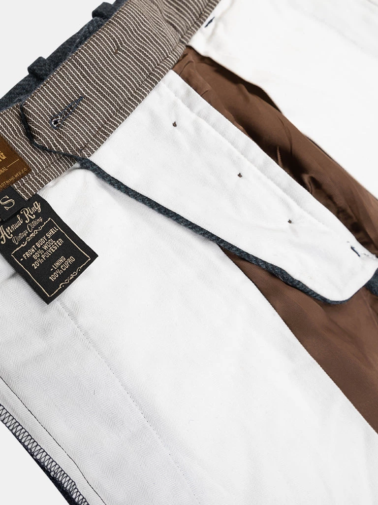 Annual Ring 1930s American Style Herringbone Navy Tweed Trousers 17 Annual Ring 1930s American Style Herringbone Navy Tweed Trousers