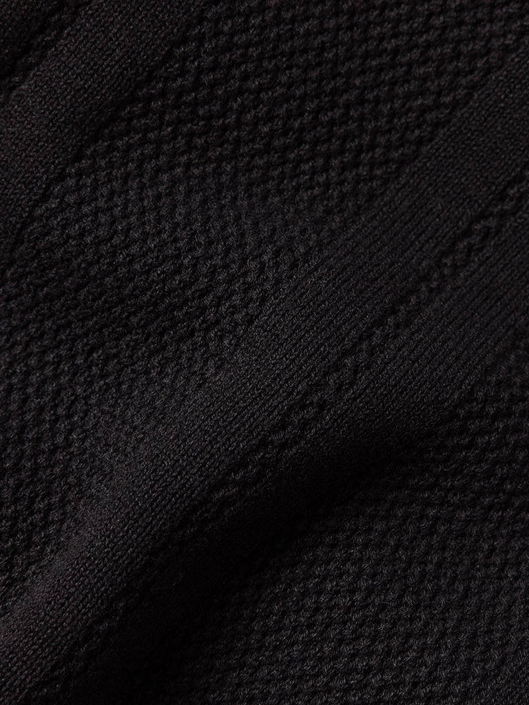 Annual Ring Retro Knitted Jacquard Polo Shirt - Black May 2022 7 Annual Ring Retro Knitted Jacquard Polo Shirt - Black May 2022