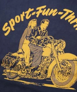 Non Stock MFG. CO. Retro Rider Print Motorcycle Short Sleeve T-Shirt - Navy