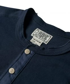 Bronson MFG. CO. Retro Long Sleeve Henley T-Shirt - Navy BEST SELLERS