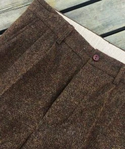 Annual Ring BEST SELLERS British Retro Brown Tweed Double Pleated Trousers 23 Annual Ring BEST SELLERS British Retro Brown Tweed Double Pleated Trousers