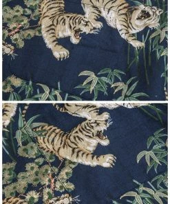 Bronson MFG. CO. Lot AS08 Ukiyo-e Tiger & Bambo Pattern Aloha Shirt - Navy NEW ARRIVALS