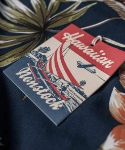 Non Stock MFG. CO. Plants & Flowers Pattern Aloha Shirt - Navy