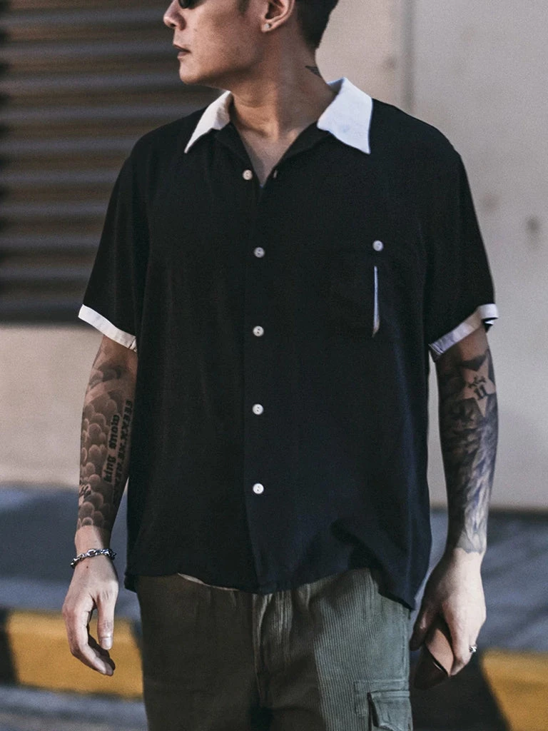 Non Stock MFG. CO. Loose Embroidery Bowling Shirt - Black May 2022 2 Non Stock MFG. CO. Loose Embroidery Bowling Shirt - Black May 2022