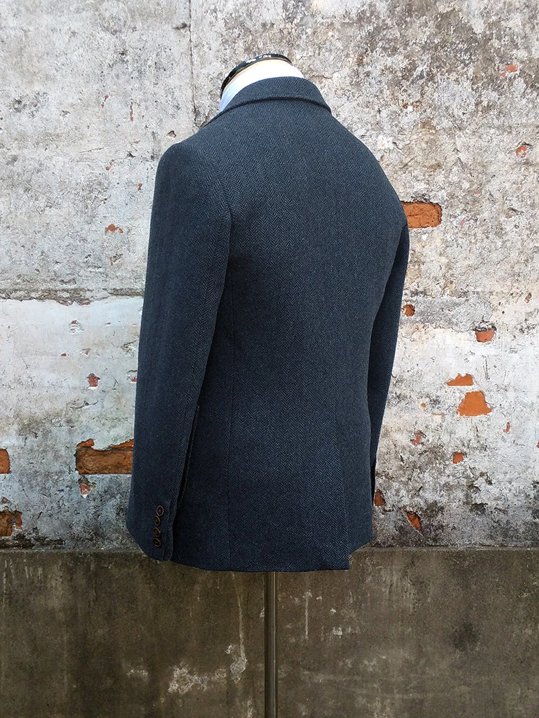 Annual Ring TOPS Blue-Grey Herringbone Tweed Suit Jacket 7 Annual Ring TOPS Blue-Grey Herringbone Tweed Suit Jacket