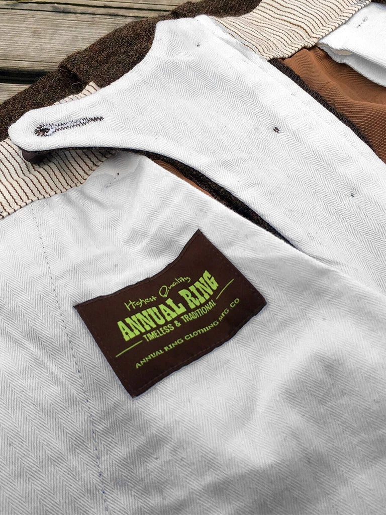 Annual Ring BEST SELLERS British Retro Brown Tweed Double Pleated Trousers 16 Annual Ring BEST SELLERS British Retro Brown Tweed Double Pleated Trousers