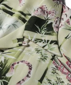 Non Stock MFG. CO. Ukiyo-e Tiger & Bamboo Pattern Aloha Shirt - Light Green NEW ARRIVALS