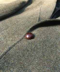 Annual Ring Single Row Two-Button Herringbone Tweed Suit Jacket - Brown TOPS