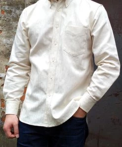Annual Ring White Cotton-Linen Button-Down Shirt BEST SELLERS
