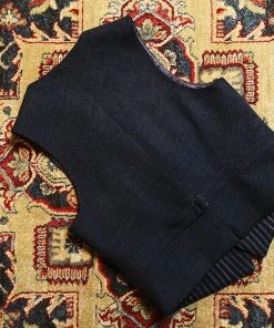 Annual Ring Black & White Striped Tweed Vest TOPS