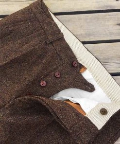Annual Ring BEST SELLERS British Retro Brown Tweed Double Pleated Trousers 24 Annual Ring BEST SELLERS British Retro Brown Tweed Double Pleated Trousers