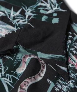 Non Stock MFG. CO. NEW ARRIVALS Ukiyo-e Tiger & Bamboo Pattern Aloha Shirt - Black