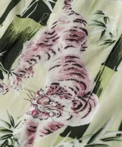 Non Stock MFG. CO. Ukiyo-e Tiger & Bamboo Pattern Aloha Shirt - Light Green NEW ARRIVALS