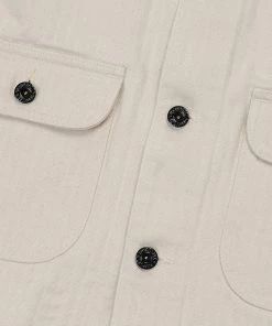 Ranger Overall Embroidered Double Pocket Denim Work Jacket - Beige NEW ARRIVALS