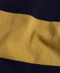 Non Stock MFG. CO. Classic Fit Striped Jersey Rugby Shirt - Yellow And Navy Blue Stripe TOPS