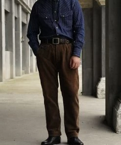 Annual Ring 1950s Indigo Discharge-printed Wabash Stripe Western Shirt TOPS