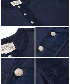 Bronson MFG. CO. Vintage Short Sleeve Henley T-Shirt - Navy