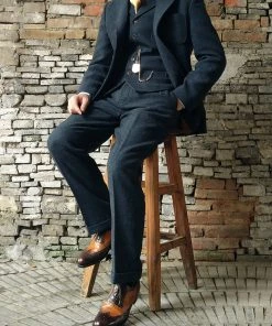 Annual Ring TOPS Blue-Grey Herringbone Tweed Suit Jacket 20 Annual Ring TOPS Blue-Grey Herringbone Tweed Suit Jacket