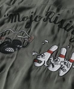 Non Stock MFG. CO. Loose Embroidery Bowling Shirt - Green