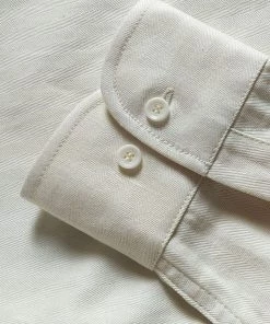 Annual Ring White Cotton-Linen Button-Down Shirt BEST SELLERS