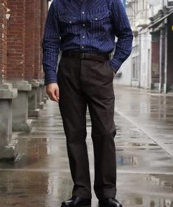 Annual Ring 1950s Indigo Discharge-printed Wabash Stripe Western Shirt TOPS