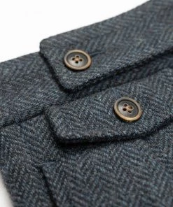 Annual Ring 1930s American Style Herringbone Navy Tweed Trousers 37 Annual Ring 1930s American Style Herringbone Navy Tweed Trousers