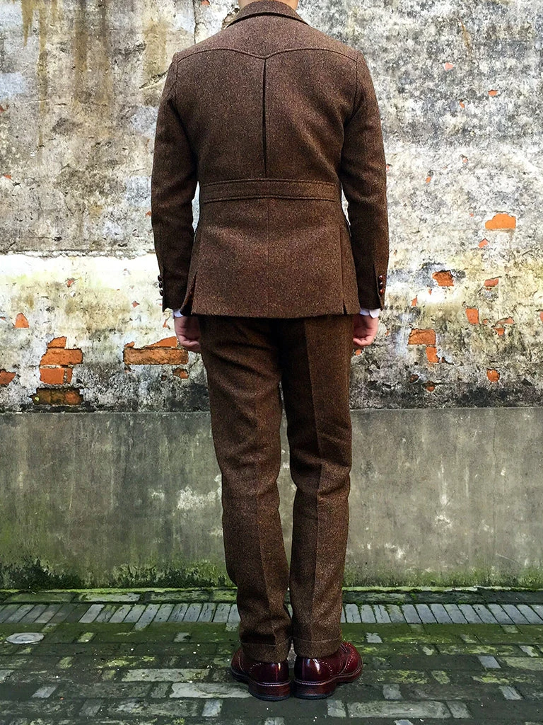 Annual Ring BEST SELLERS British Retro Brown Tweed Double Pleated Trousers 4 Annual Ring BEST SELLERS British Retro Brown Tweed Double Pleated Trousers