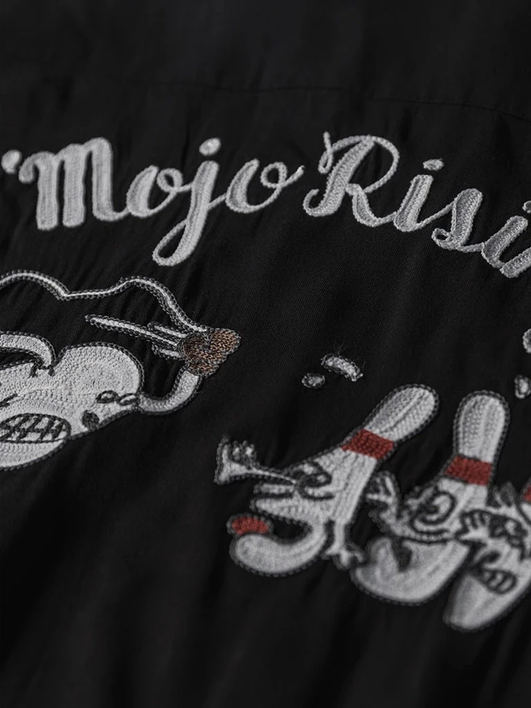 Non Stock MFG. CO. Loose Embroidery Bowling Shirt - Black May 2022 5 Non Stock MFG. CO. Loose Embroidery Bowling Shirt - Black May 2022